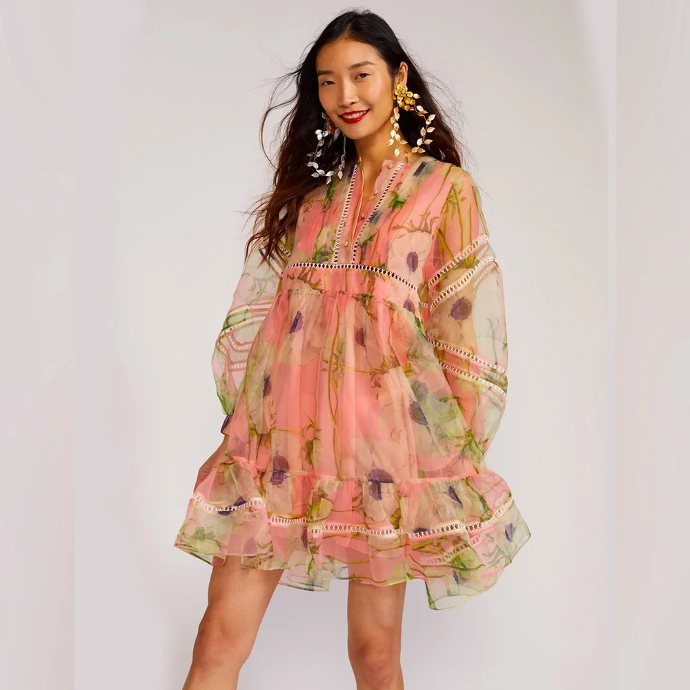 Cynthia Rowley Poppy Organza Peach Dress - Picture 1 of 15